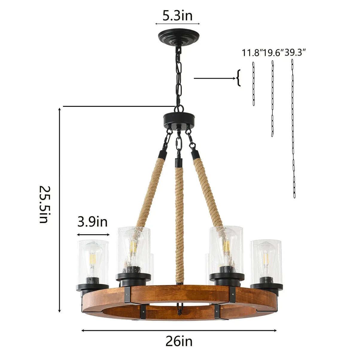 Country Farmhouse Wood Chandelier — alternate product view 5