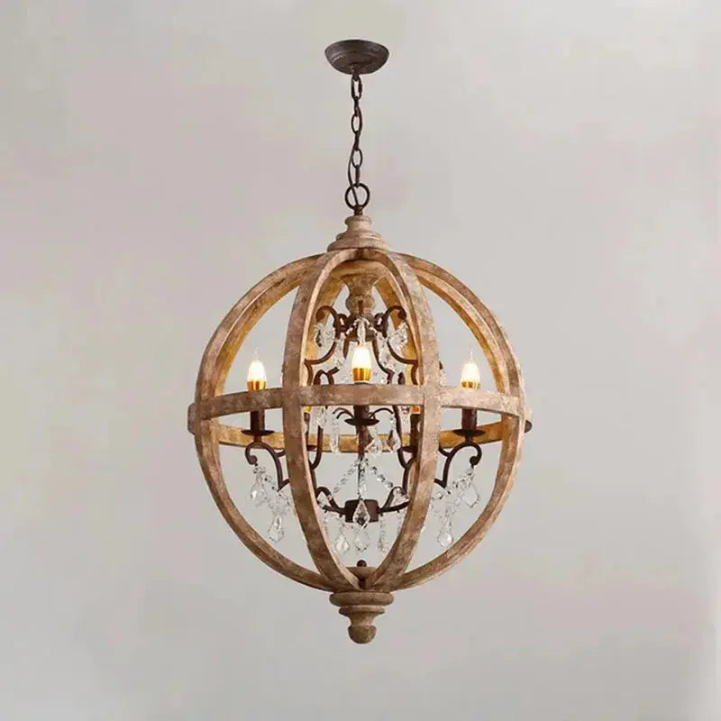 Farmhouse Wooden Rustic Hanging Light Fixtures — alternate product view 2