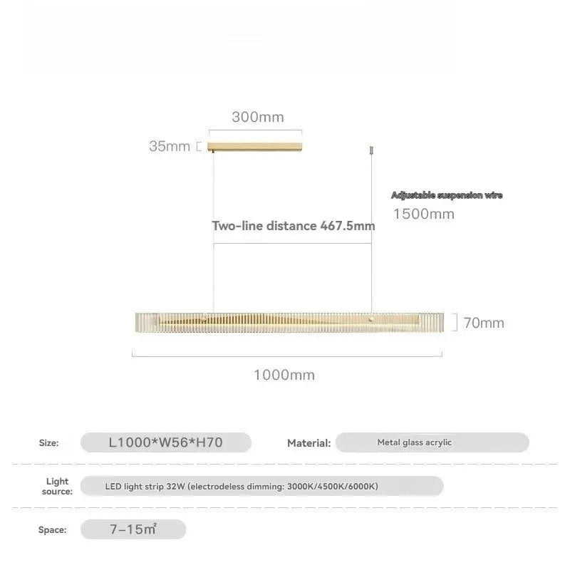 Minimalist Black Linear Chandelier Above Dining Table — alternate product view 6