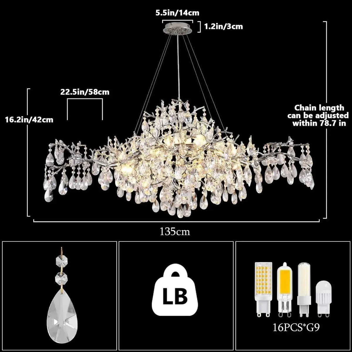 Modern Raindrop Chandelier Hanging Living Room — alternate product view 16