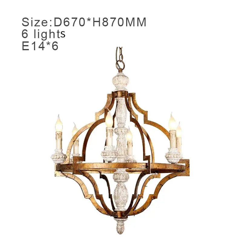 Golden Wood Vintage Chandelier — alternate product view 4