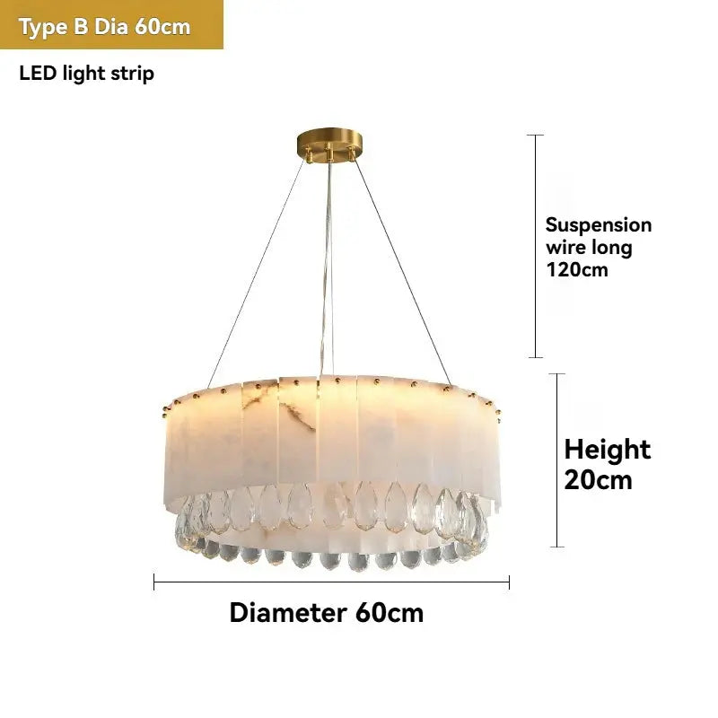 Villa Lobby Dining Living Room Alabaster Hanging Lamp — alternate product view 9