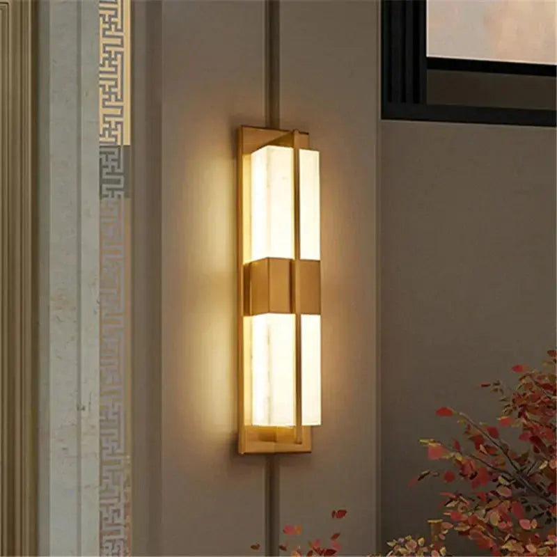 Contemporary LED Brass Marble Outdoor Wall Lamps — alternate product view 2