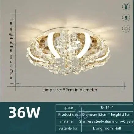 Modern Minimalist Crystal LED Ceiling Light — alternate product view 6