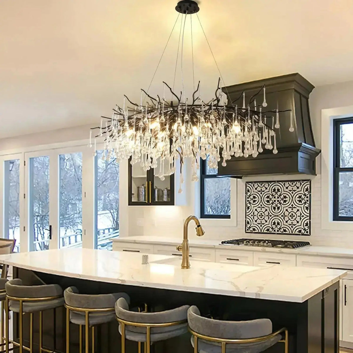 Nordic Luxury Home Decor Black Water Drop Chandelier — alternate product view 2