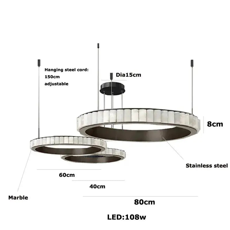 Modern Minimalist Designer Alabaster Chandelier — alternate product view 12