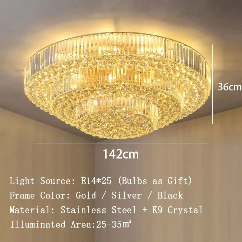Luxury Crystal Classical Ceiling Light Fixtures — alternate product view 11