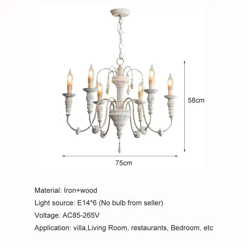 French Restaurant White Vintage Chandelier — alternate product view 5