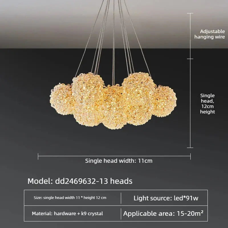 Modern Crystal Chandelier | Gold Cluster Ceiling Light — alternate product view 10