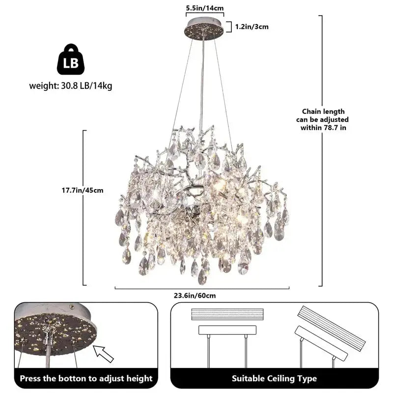 Modern Raindrop Chandelier Hanging Living Room — alternate product view 10