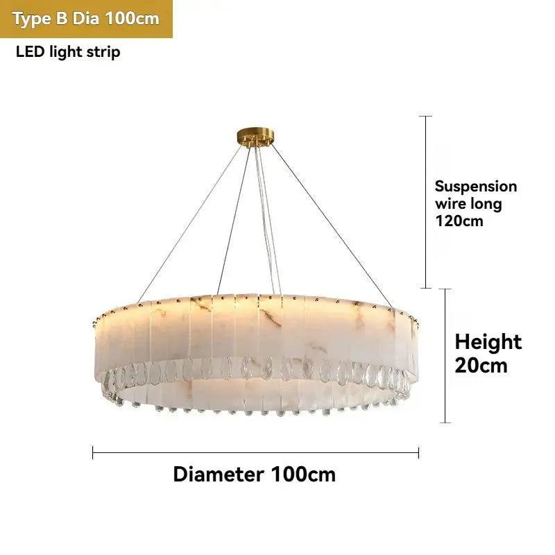 Villa Lobby Dining Living Room Alabaster Hanging Lamp — alternate product view 7