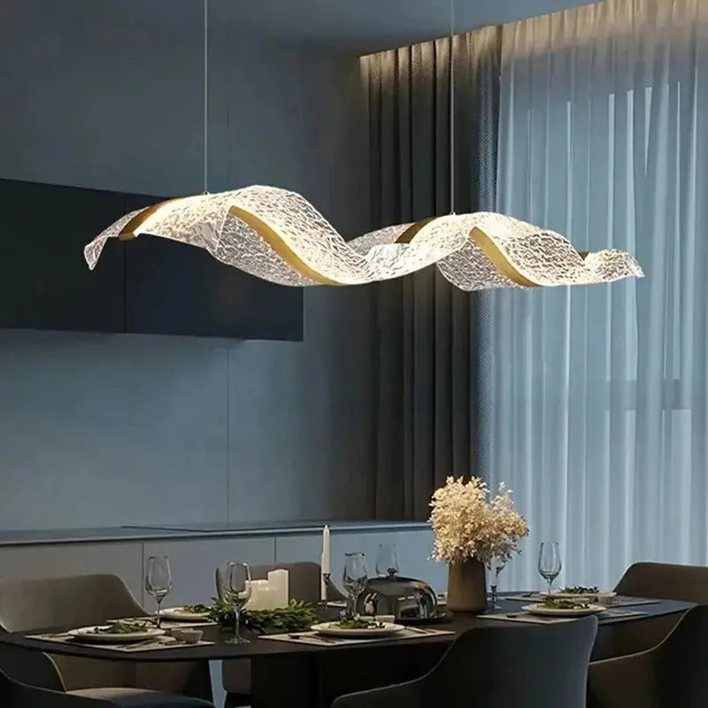 Modern Minimal LED Chandelier Wave Design — alternate product view 3