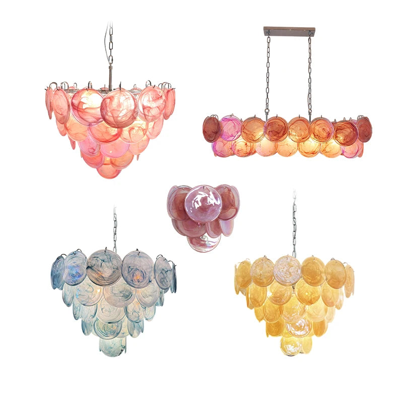 Mirella Murano-inspired Coloured Glass chandelier with decorative glass detailing
