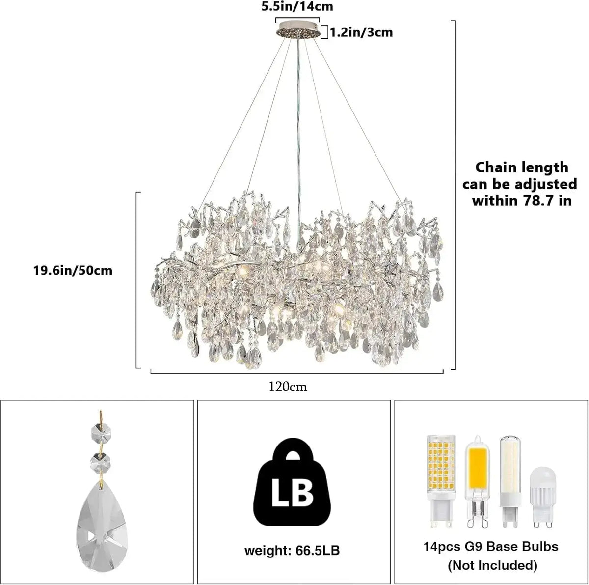 Modern Raindrop Chandelier Hanging Living Room — alternate product view 12
