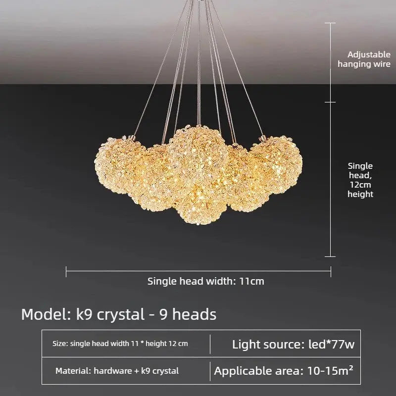 Modern Crystal Chandelier | Gold Cluster Ceiling Light — alternate product view 5
