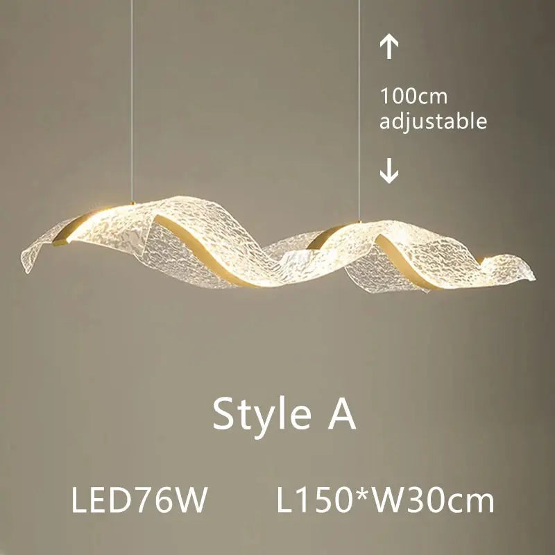 Modern Minimal LED Chandelier Wave Design — alternate product view 8