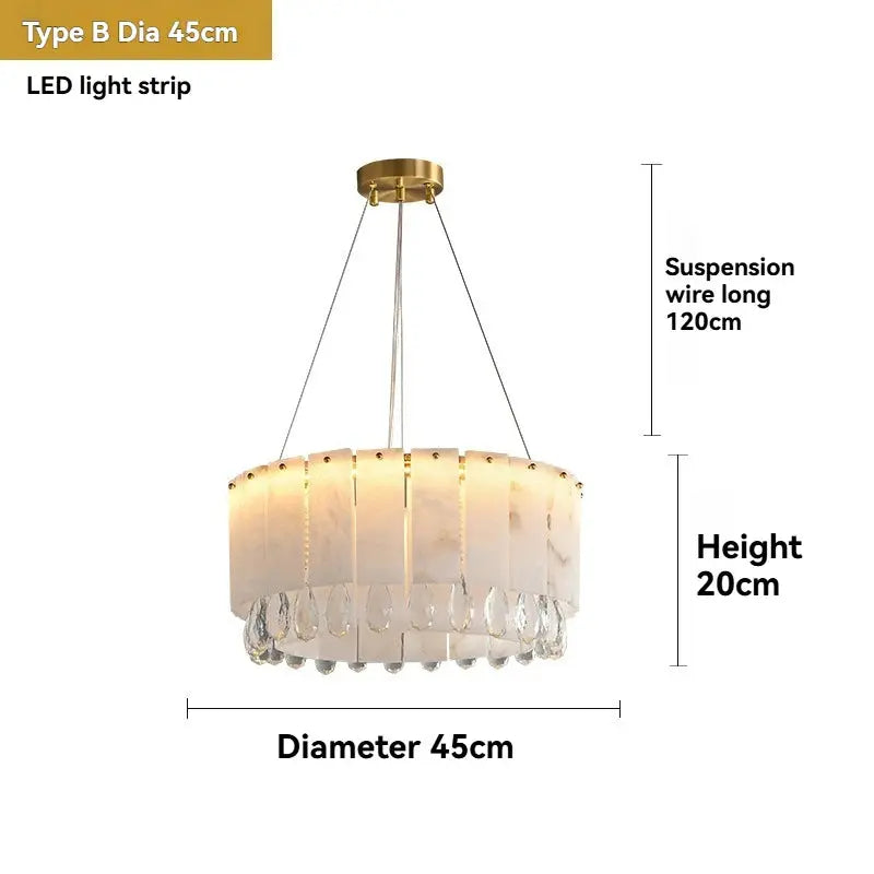 Villa Lobby Dining Living Room Alabaster Hanging Lamp — alternate product view 8
