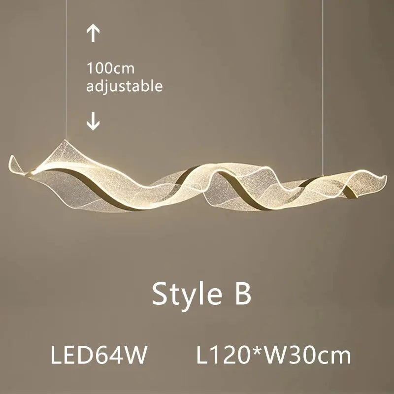 Modern Minimal LED Chandelier Wave Design — alternate product view 10