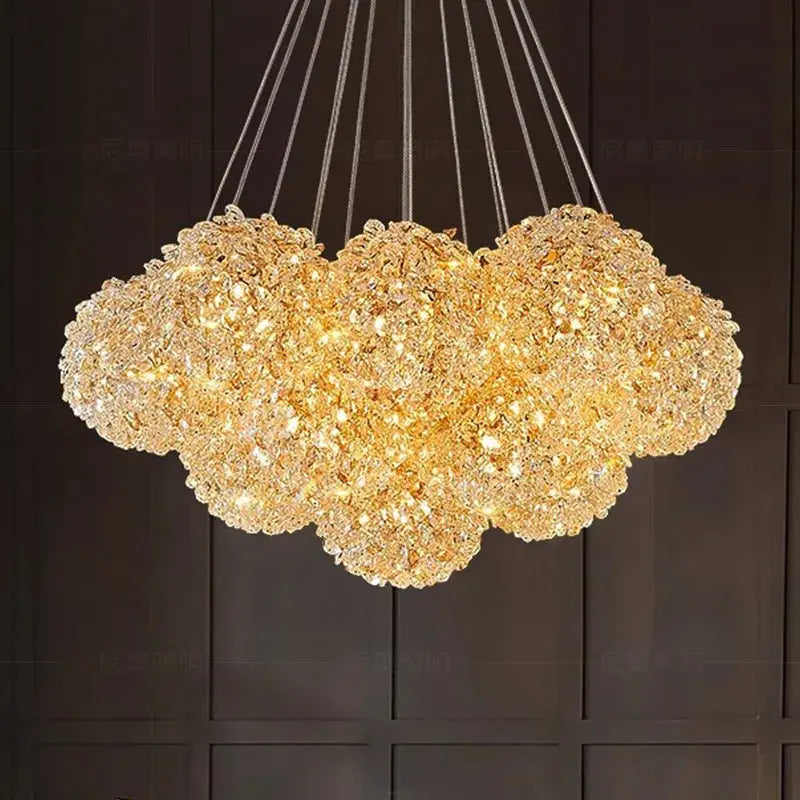 Modern Crystal Chandelier | Gold Cluster Ceiling Light — alternate product view 2