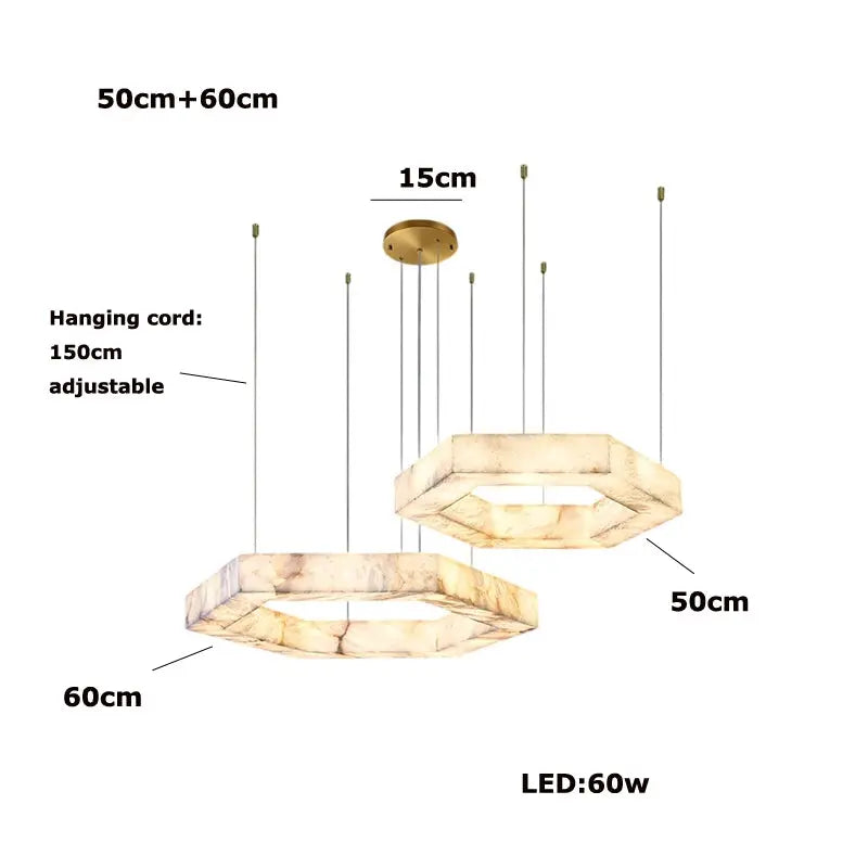 Hexagonal Alabaster Round Chandelier — alternate product view 12