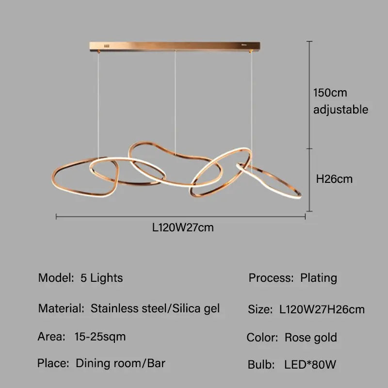 Modern Rose Gold LED Chandelier — alternate product view 12