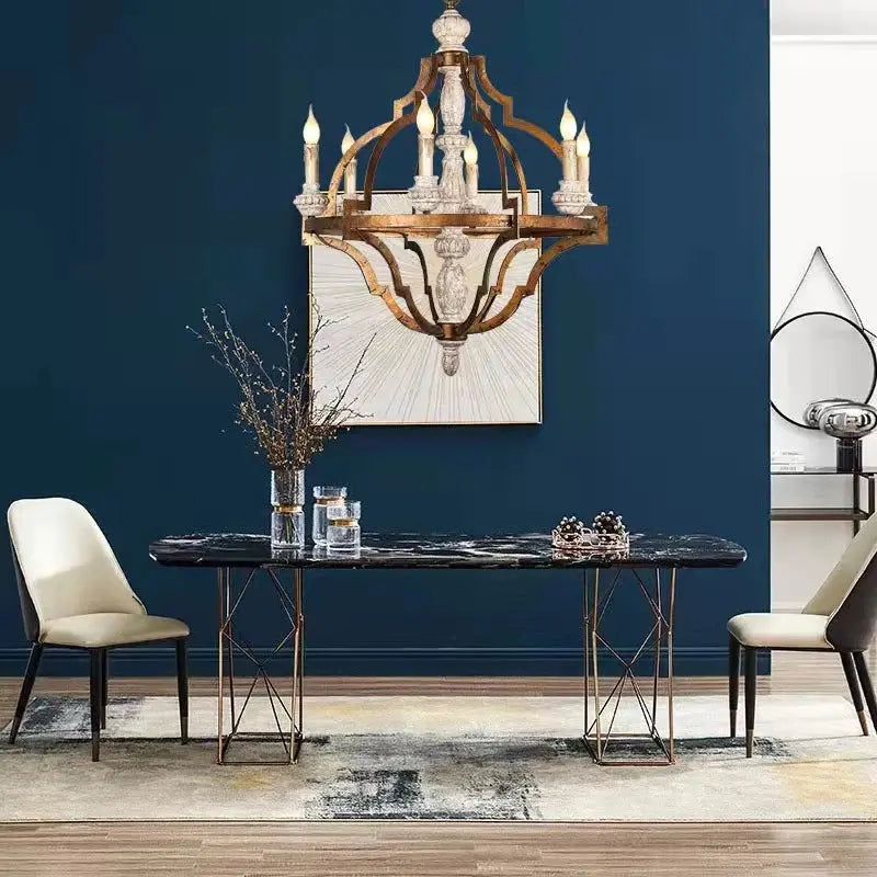 Golden Wood Vintage Chandelier — alternate product view 1