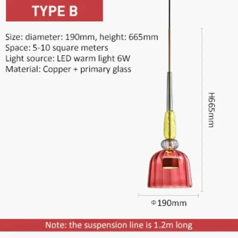 Modern Glass Colorful Hanging Lamps — alternate product view 11