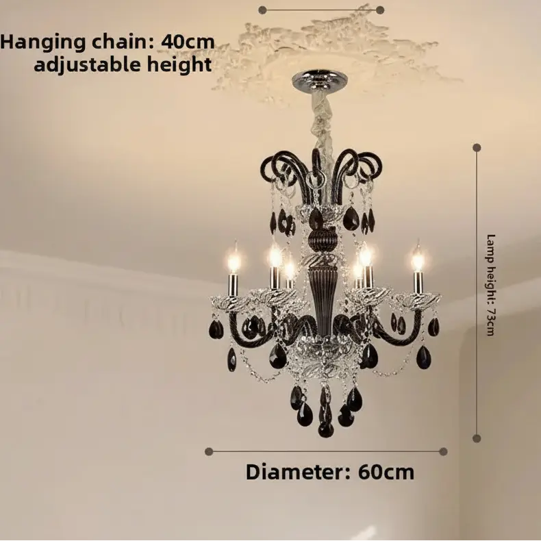 Black French Crystal Chandelier — alternate product view 7