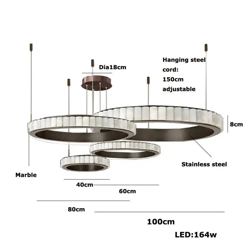 Modern Minimalist Designer Alabaster Chandelier — alternate product view 14