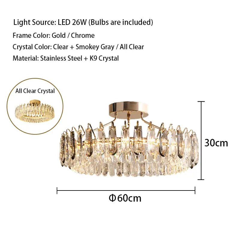 Modern Gold Crystal Ceiling Lights — alternate product view 7