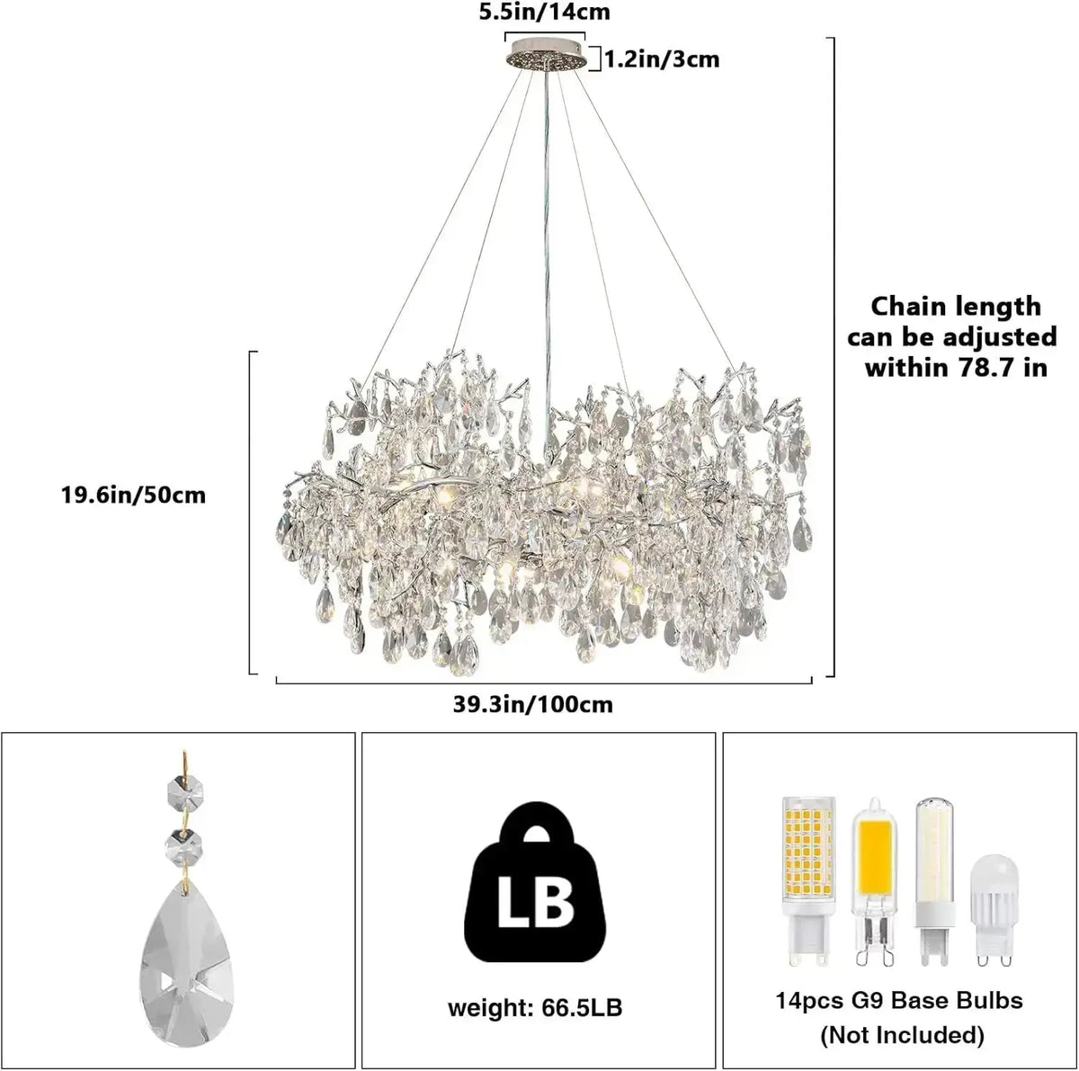 Modern Raindrop Chandelier Hanging Living Room — alternate product view 7