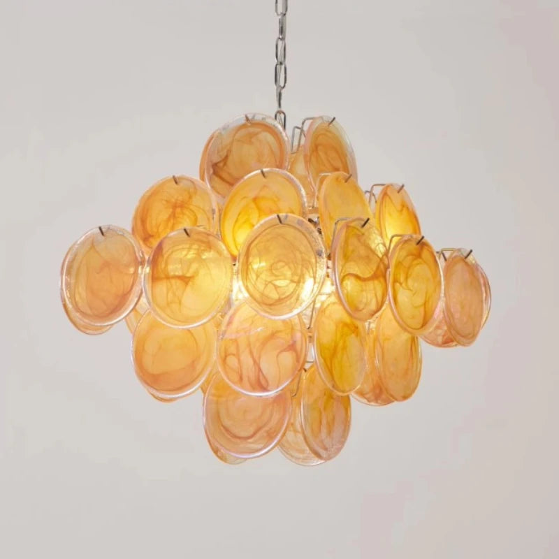Elodie Murano-inspired Coloured Glass Disc chandelier, product gallery image 8 of 12
