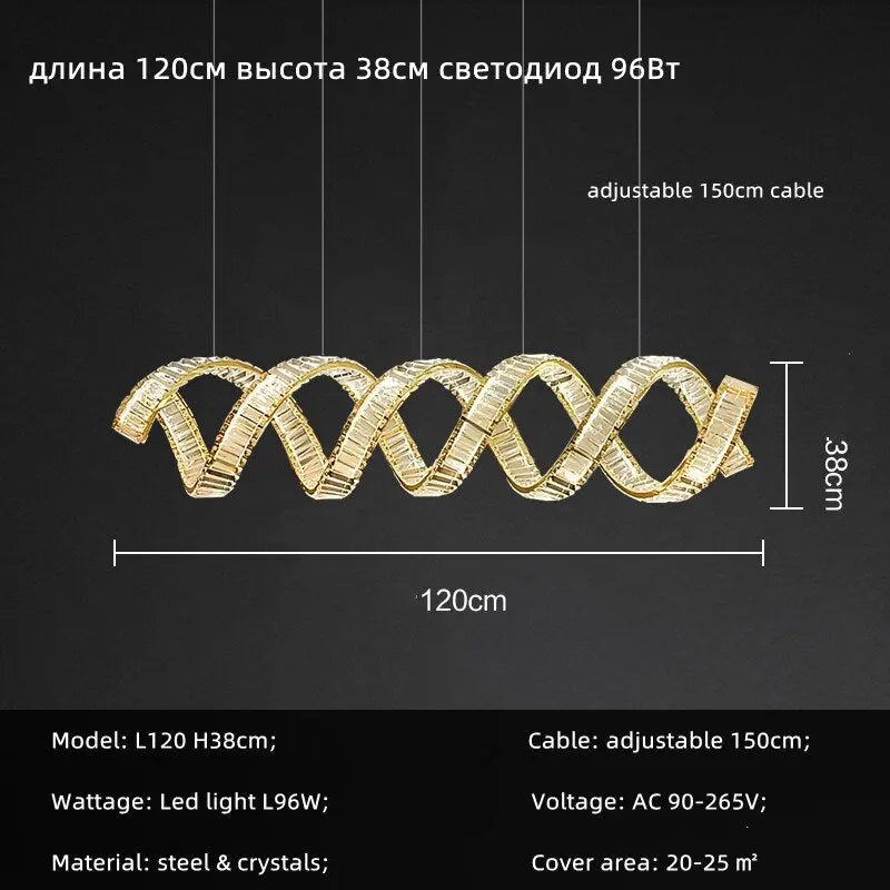Luxury Led Wave Crystal Chandelier — alternate product view 9