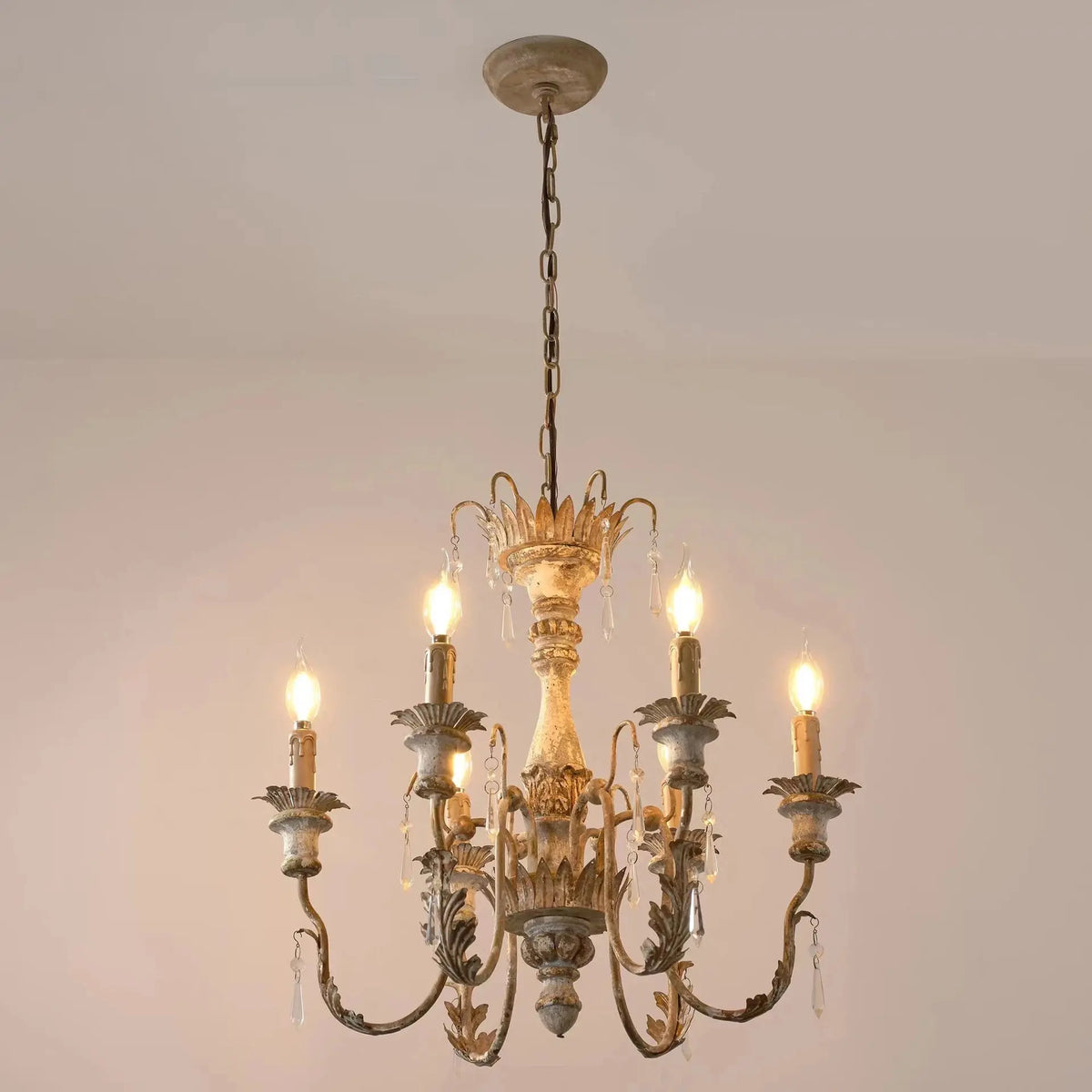 French Wood Art Vintage Chandelier — alternate product view 6