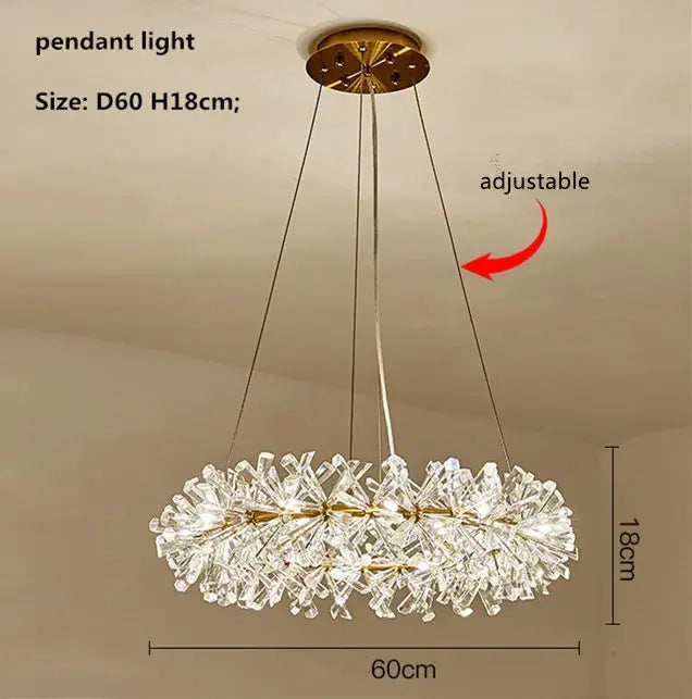 Modern Crystal Flower Pendant Chandelier — alternate product view 7