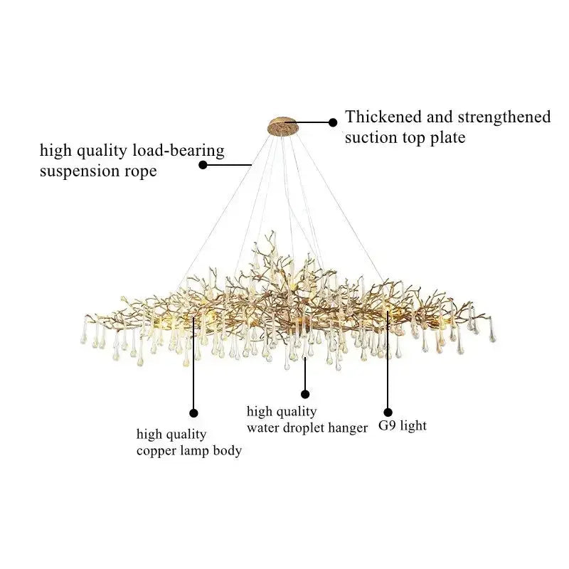 High-end Branch Water Drop Chandelier — alternate product view 9