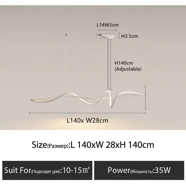 Ribbon Shape Design LED Chandelier — alternate product view 10