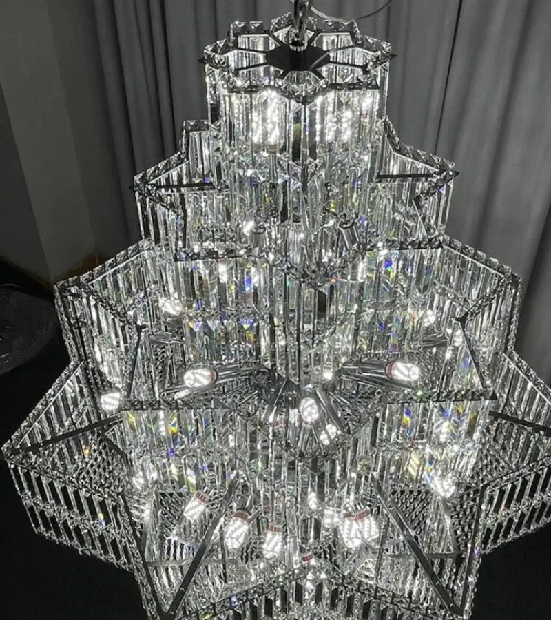 Luxury Villa Chandeliers Star Staircase Crystal Chandelier — alternate product view 3