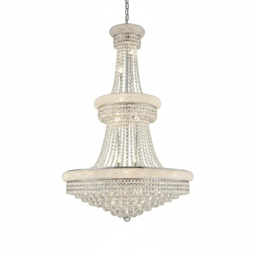 Modern Empire Crystal Chrome Chandelier — alternate product view 1