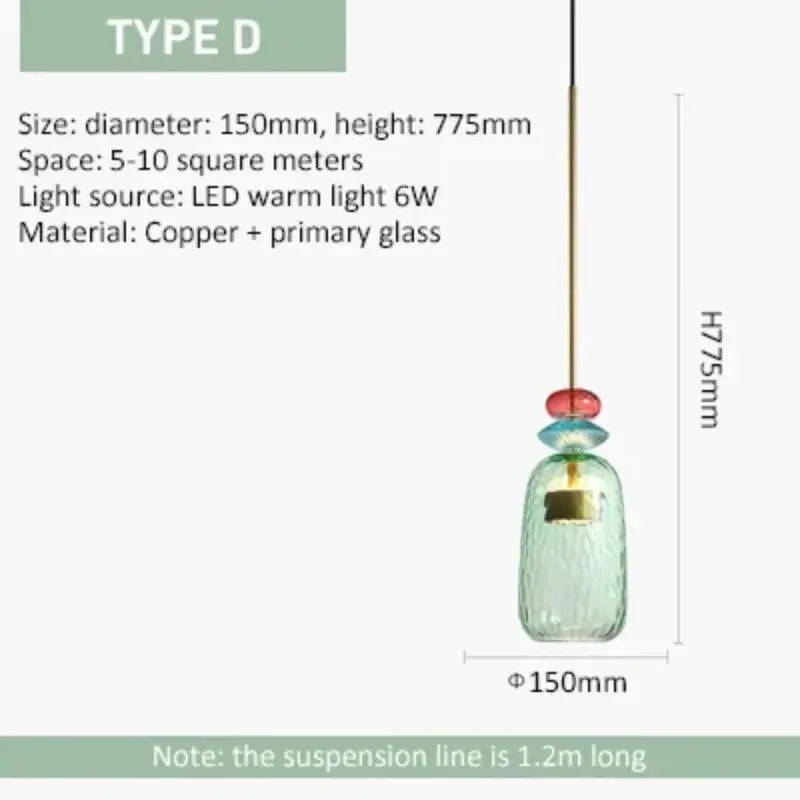 Modern Glass Colorful Hanging Lamps — alternate product view 9