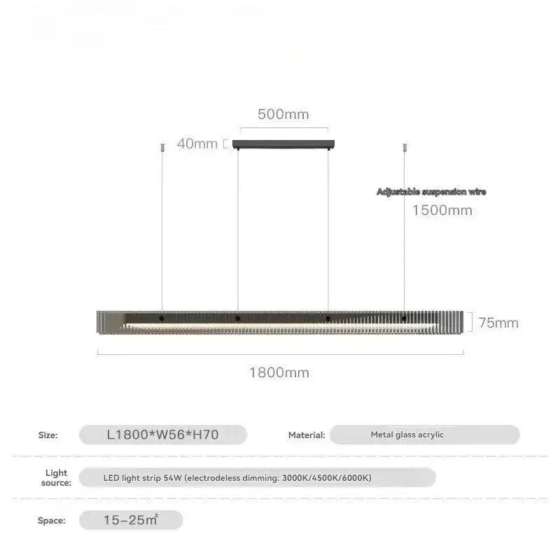 Minimalist Black Linear Chandelier Above Dining Table — alternate product view 17