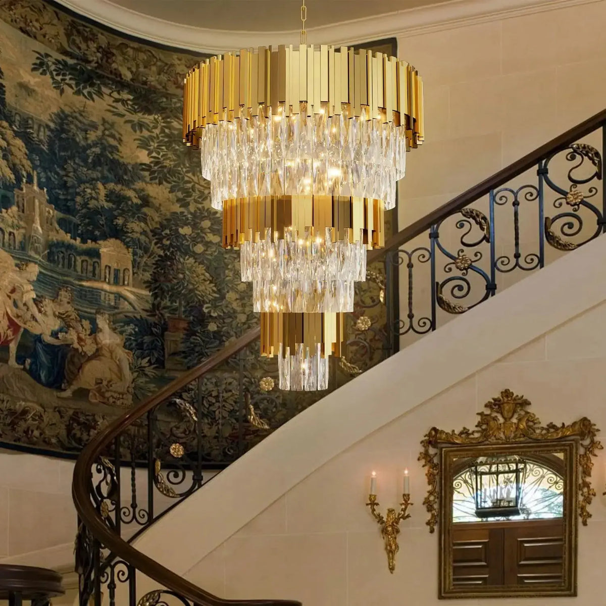 Luxury Black Crystal Chandelier For Large Staircase — alternate product view 2