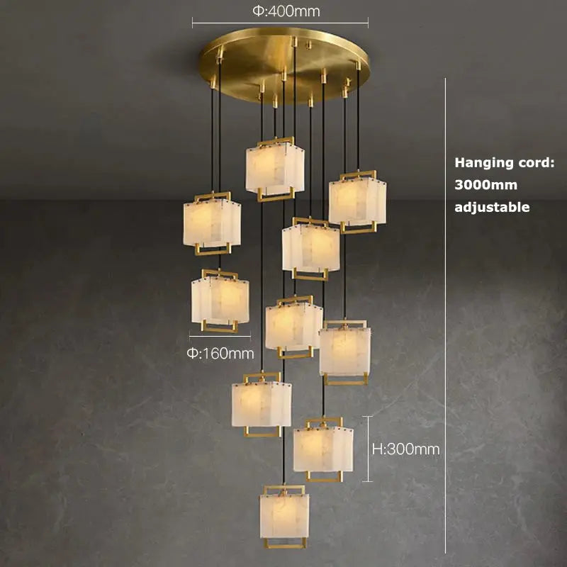 Modern Marble Chandelier Rectangle Pendant — alternate product view 11