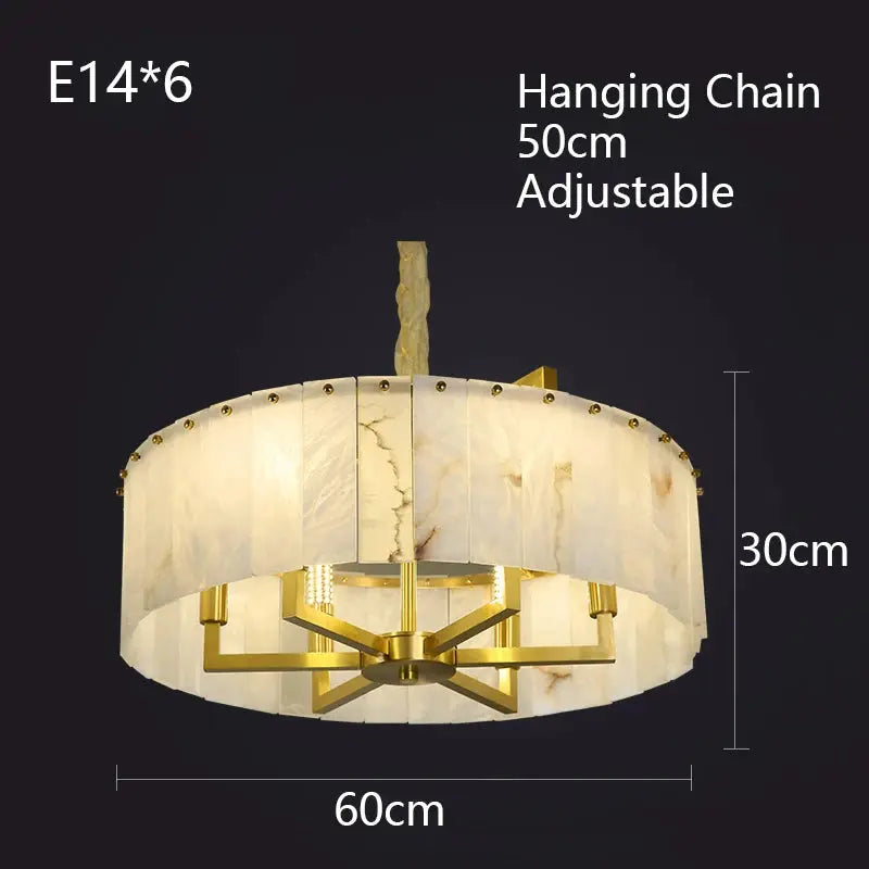 New Round Natural Marble Chandeliers — alternate product view 2