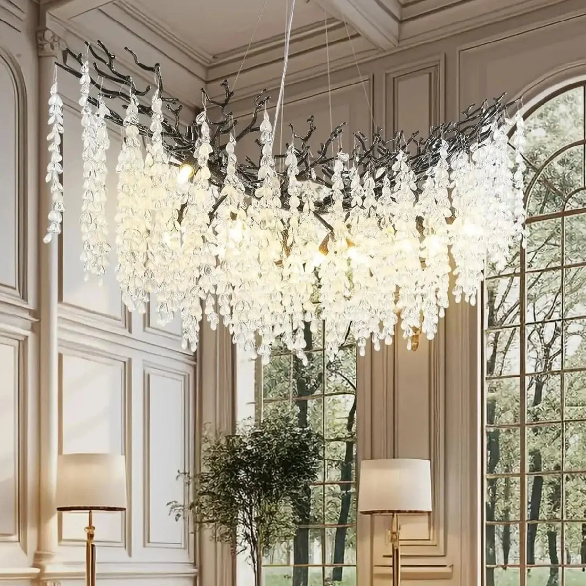 Luxury Crystal Chandelier Lighting Black Gold Chrome — product view