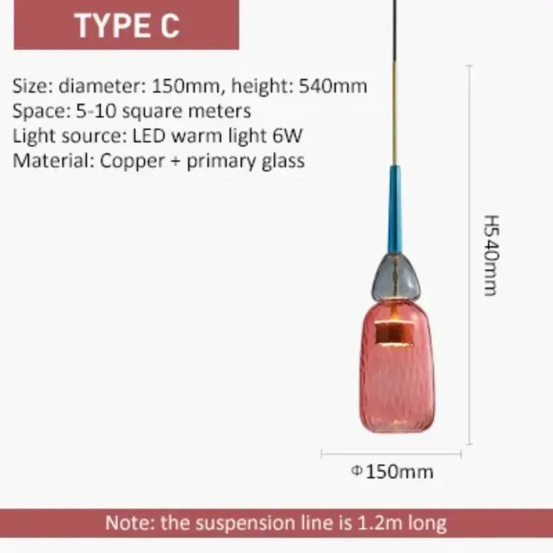 Modern Glass Colorful Hanging Lamps — alternate product view 8