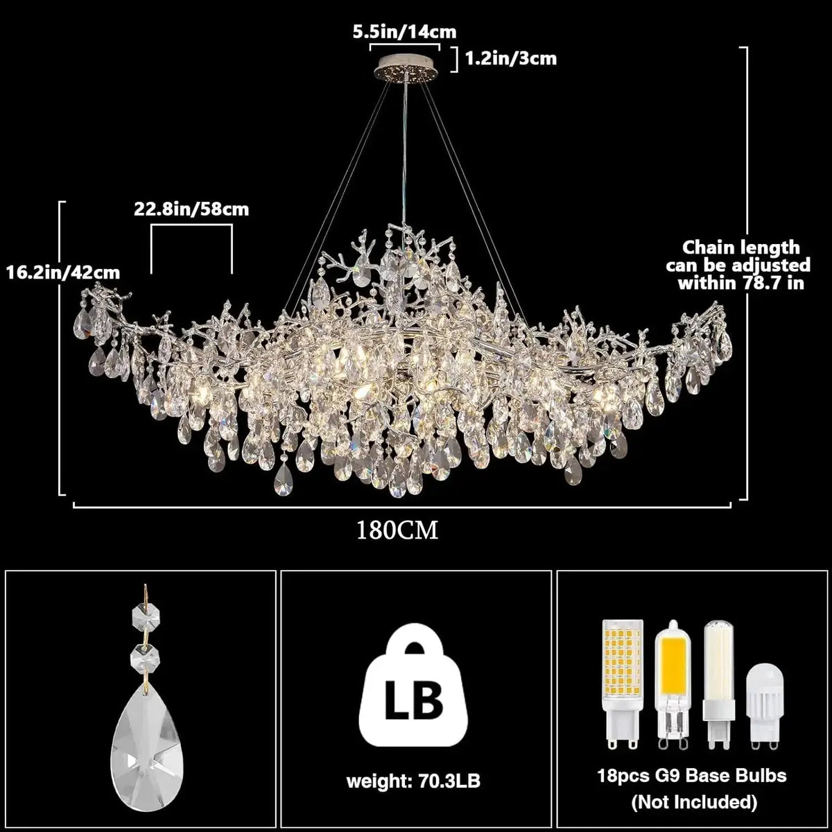 Modern Raindrop Chandelier Hanging Living Room — alternate product view 14