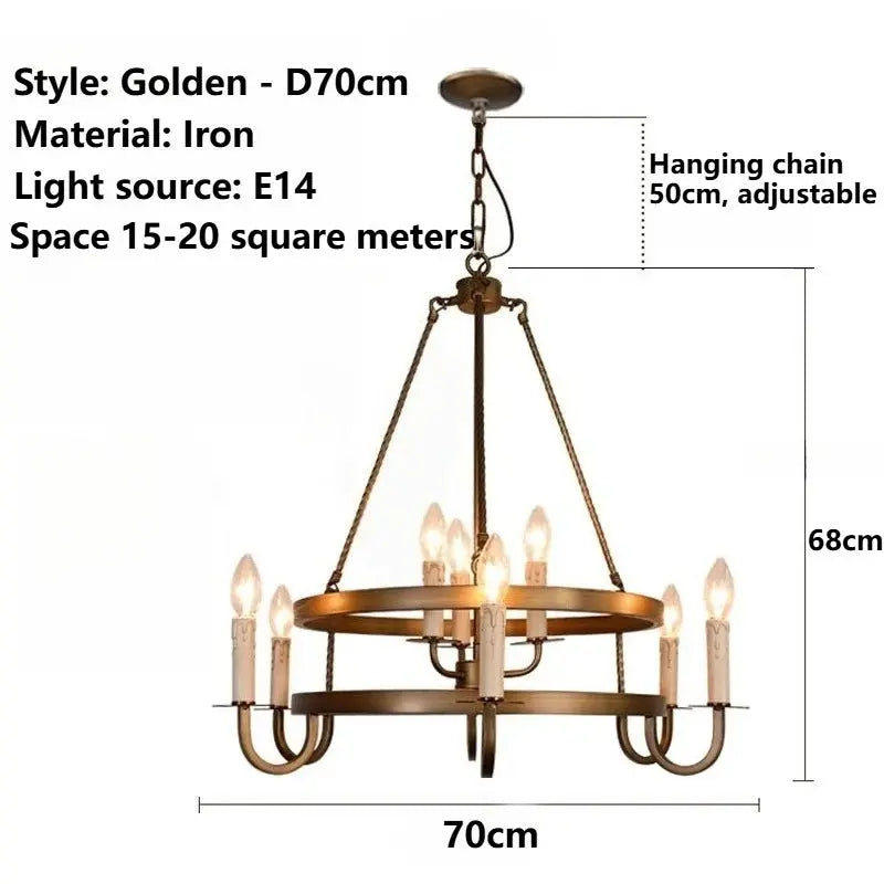 Designer Double-layer Candle Retro Bronze Pendant Light — alternate product view 7