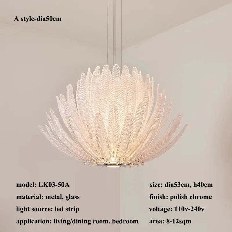 Modern Luxury Feather Glass Luxury Pendant Chandelier — alternate product view 11