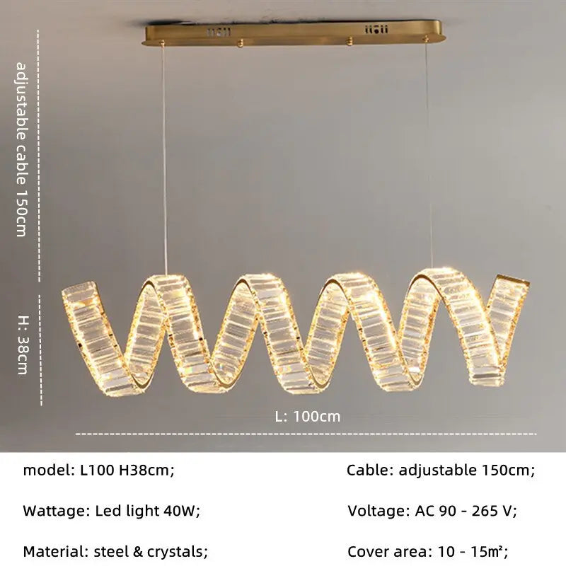 Luxury Led Wave Crystal Chandelier — alternate product view 11